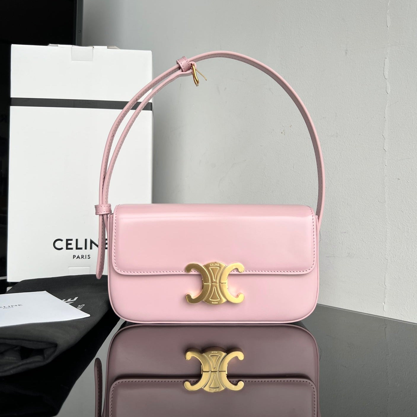 CELINE TRIOMPHE 20 PINK PASTEL CALFSKIN
