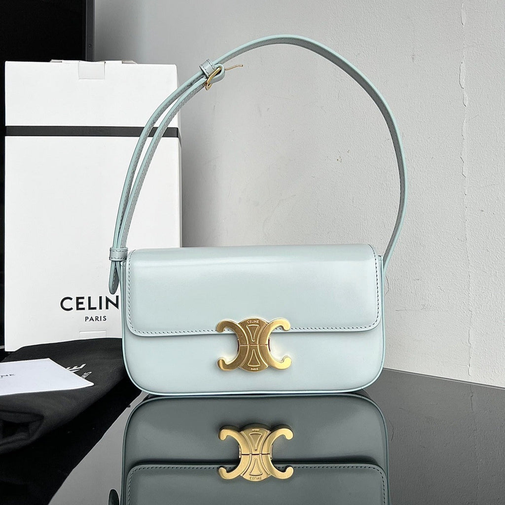 CELINE TRIOMPHE 20 BLUE PASTEL CALFSKIN