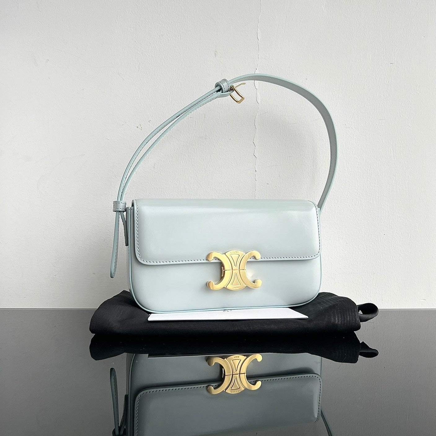 CELINE TRIOMPHE 20 BLUE PASTEL CALFSKIN