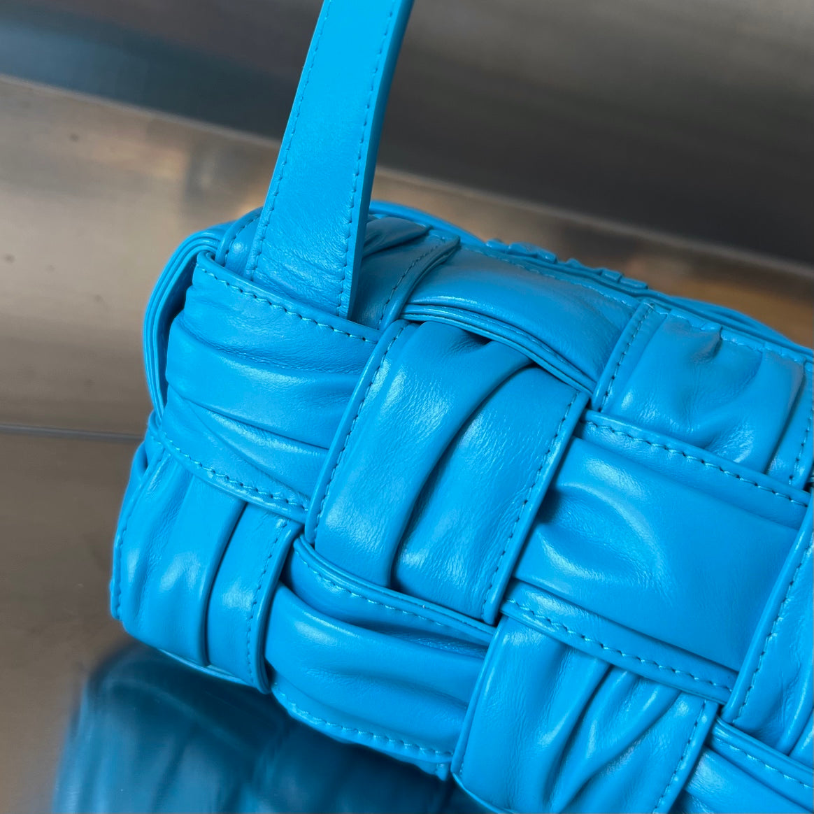 BOTTEGA VENETA SMALL BRICK CASSETTE 23 IN SKY BLUE SOFT LAMBSKIN