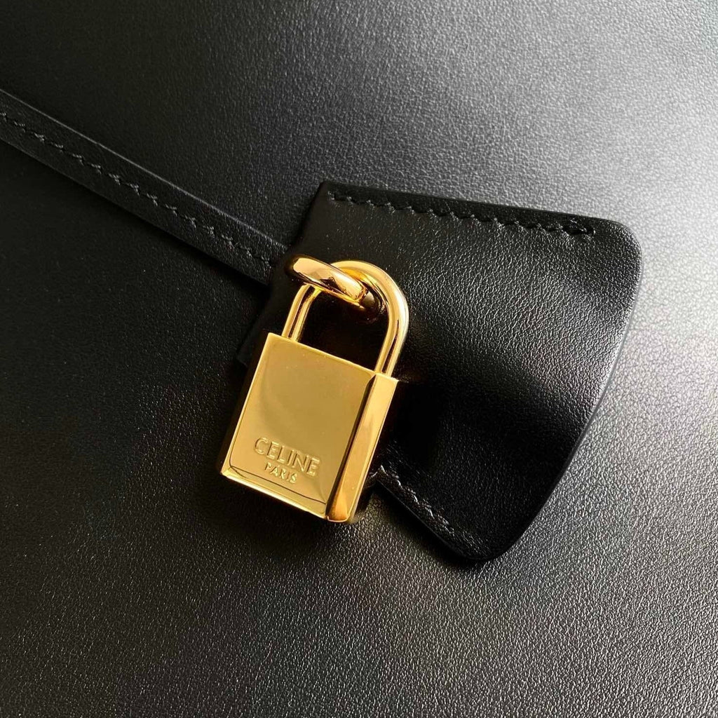 CELINE CABAS TRIOMPHE 37 BLACK IN SMOOTH CALFSKIN