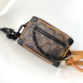 LOUIS VUITTON MINI SOFT TRUNK 18 IN BROWN DAMIER EBENE COATED CANVAS BLACK CHAIN
