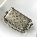 LOUIS VUITTON LV 25S LEXINGTON PREMIUM ORIGINAL HANDBAG 21 IN BEIGE GRAY MOONOGRAM CALFSKIN SHIMMERING METALLIC GOLD