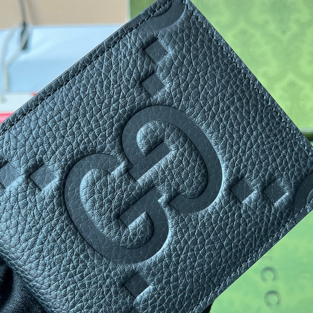 GUCCI WALLET 11 IN BLACK EMBOSSED CALFSKIN