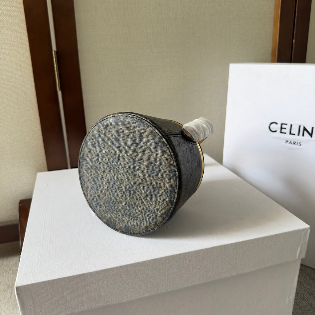 CELINE NINA MINAUDIERE 13 IN BLACK TRIOMPHE CANVAS GOLD HARDWARE