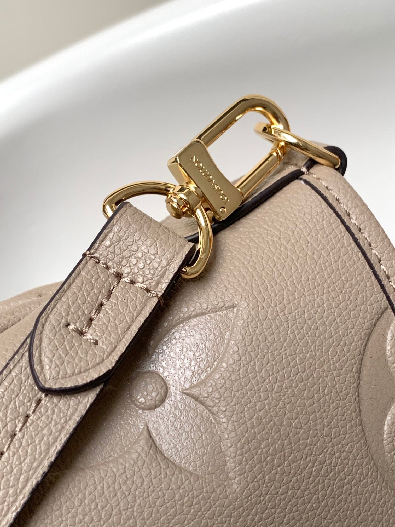 LOUIS VUITTON LV 25S TRIANON MM BAG 36 IN WARM TAUPE CALFSKIN GOLD HARDWARE