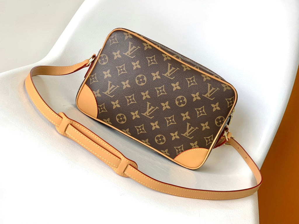 LOUIS VUITTON TROCADERO MEDIUM MESSENGER BAG 27 IN BEIGE AND BROWN MONOGRAM COATED CANVAS
