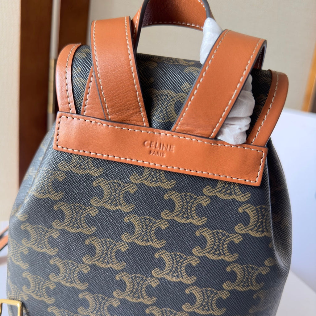 CELINE SMALL FOLCO BACKPACK 20 IN BLACK TRIOMPHE CANVAS