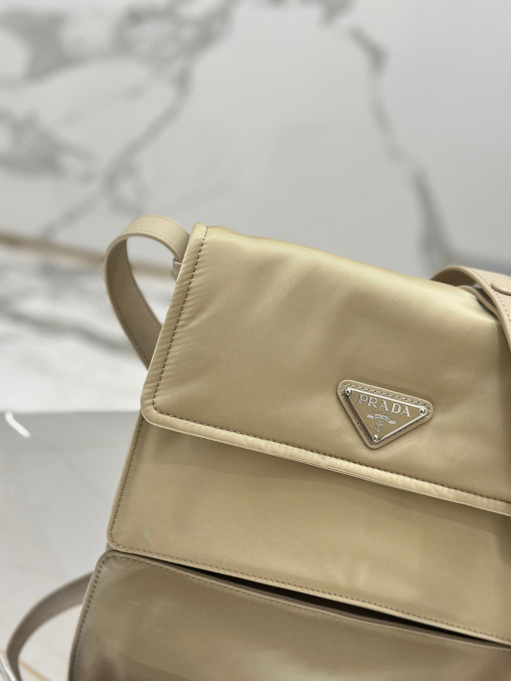 PRADA CINI 23 MEDIUM BAG IN FLAX YELLOW RE-NYLON WITH STRAP