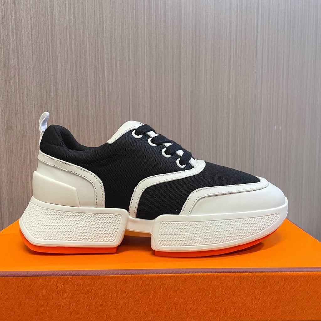 HERMES GIGA SNEAKER BLACK MIX WHITE SUEDE