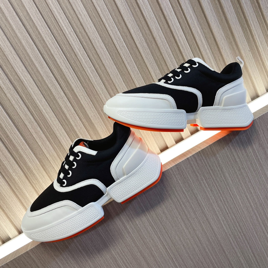 HERMES GIGA SNEAKER BLACK MIX WHITE SUEDE