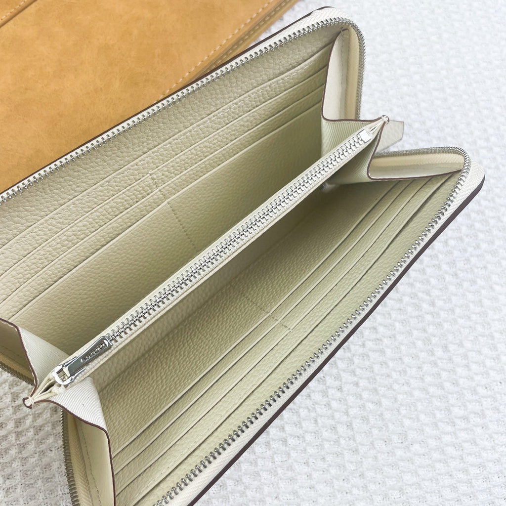 HERMES SILK'IN HOLED CLASSIC WALLET 20 WHITE GRAINED CALFSKIN