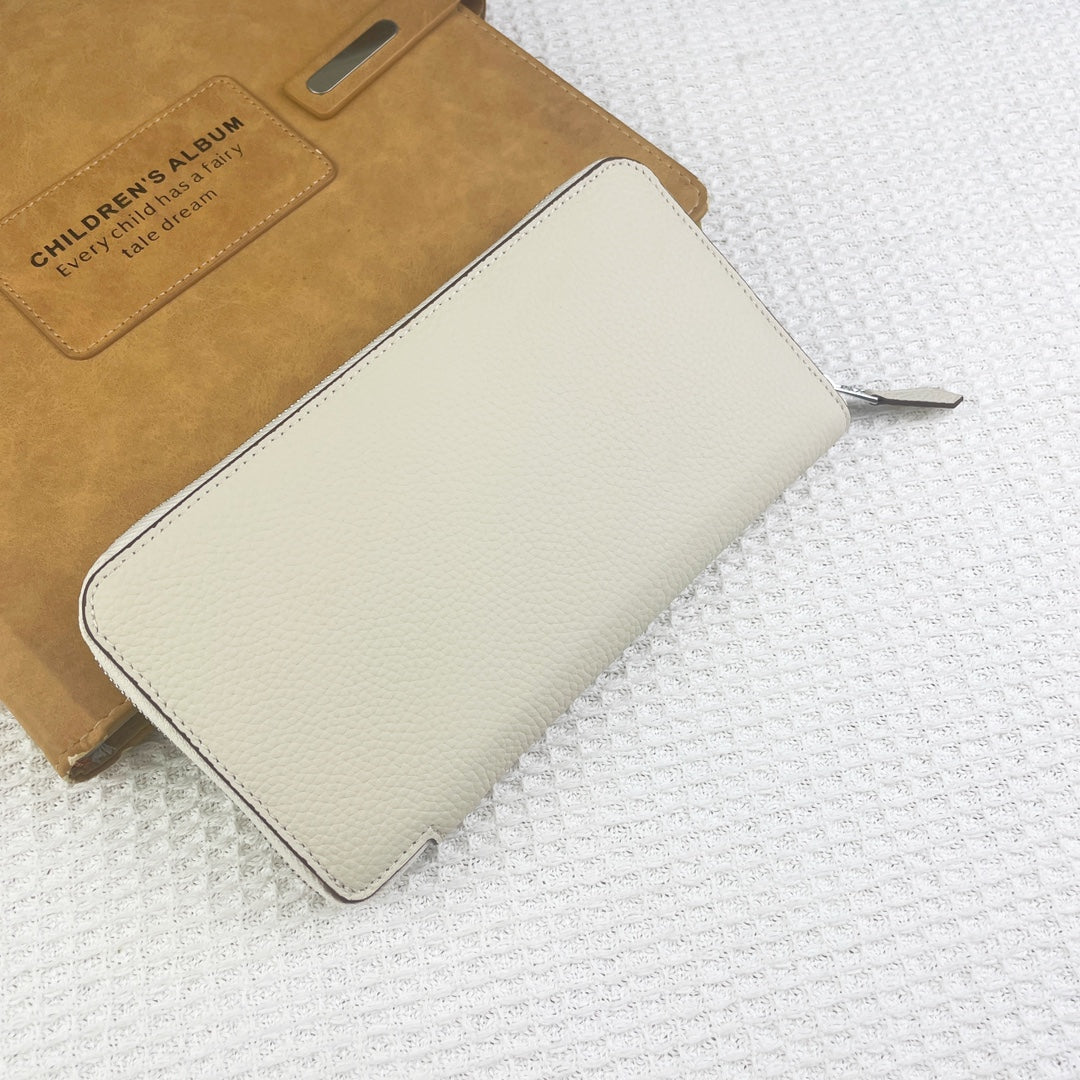 HERMES SILK'IN HOLED CLASSIC WALLET 20 WHITE GRAINED CALFSKIN