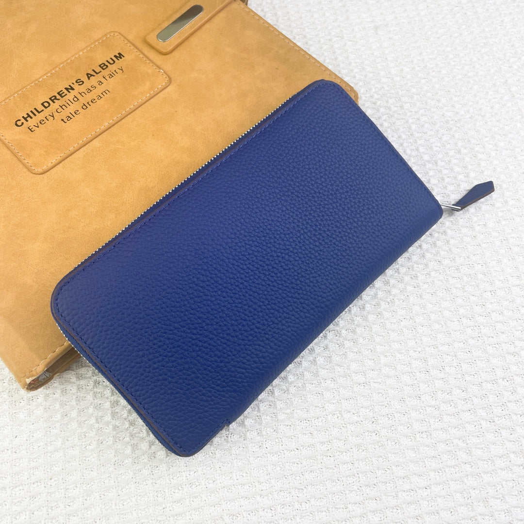 HERMES SILK'IN HOLED CLASSIC WALLET 20 COBALT GRAINED CALFSKIN