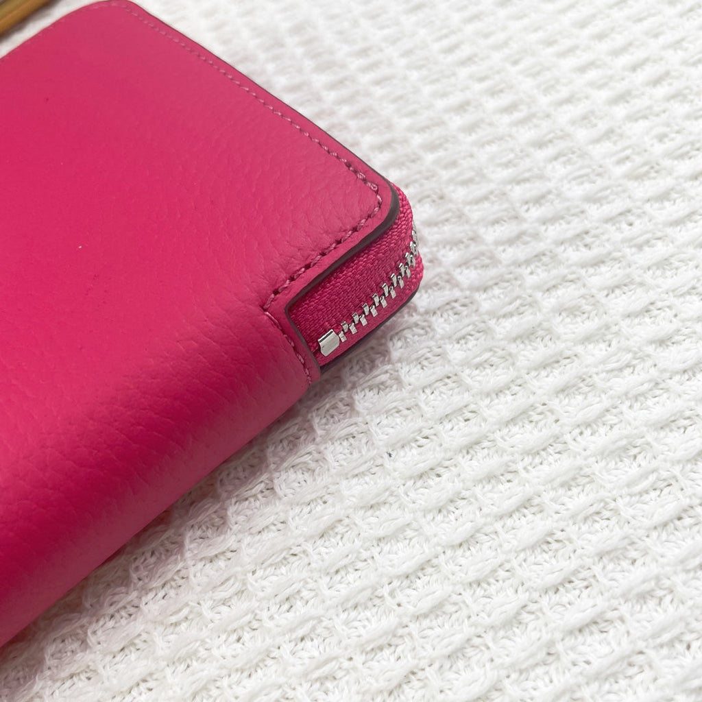 HERMES SILK'IN CLASSIC WALLET 20 RED PINK GRAINED CALFSKIN