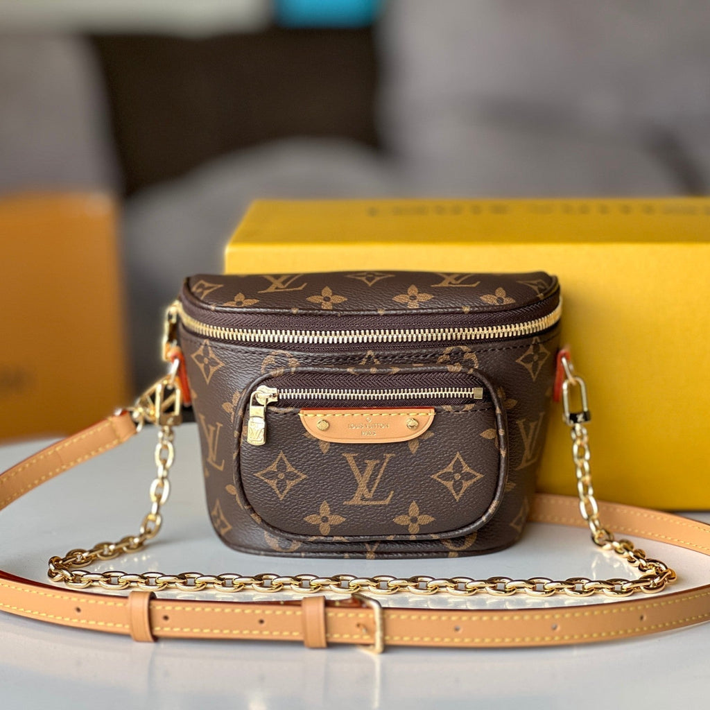LOUIS VUITTON LV 25S MINI BUMBAG 17 IN BROWN MONOGRAM CALFSKIN GOLD HARDWARE