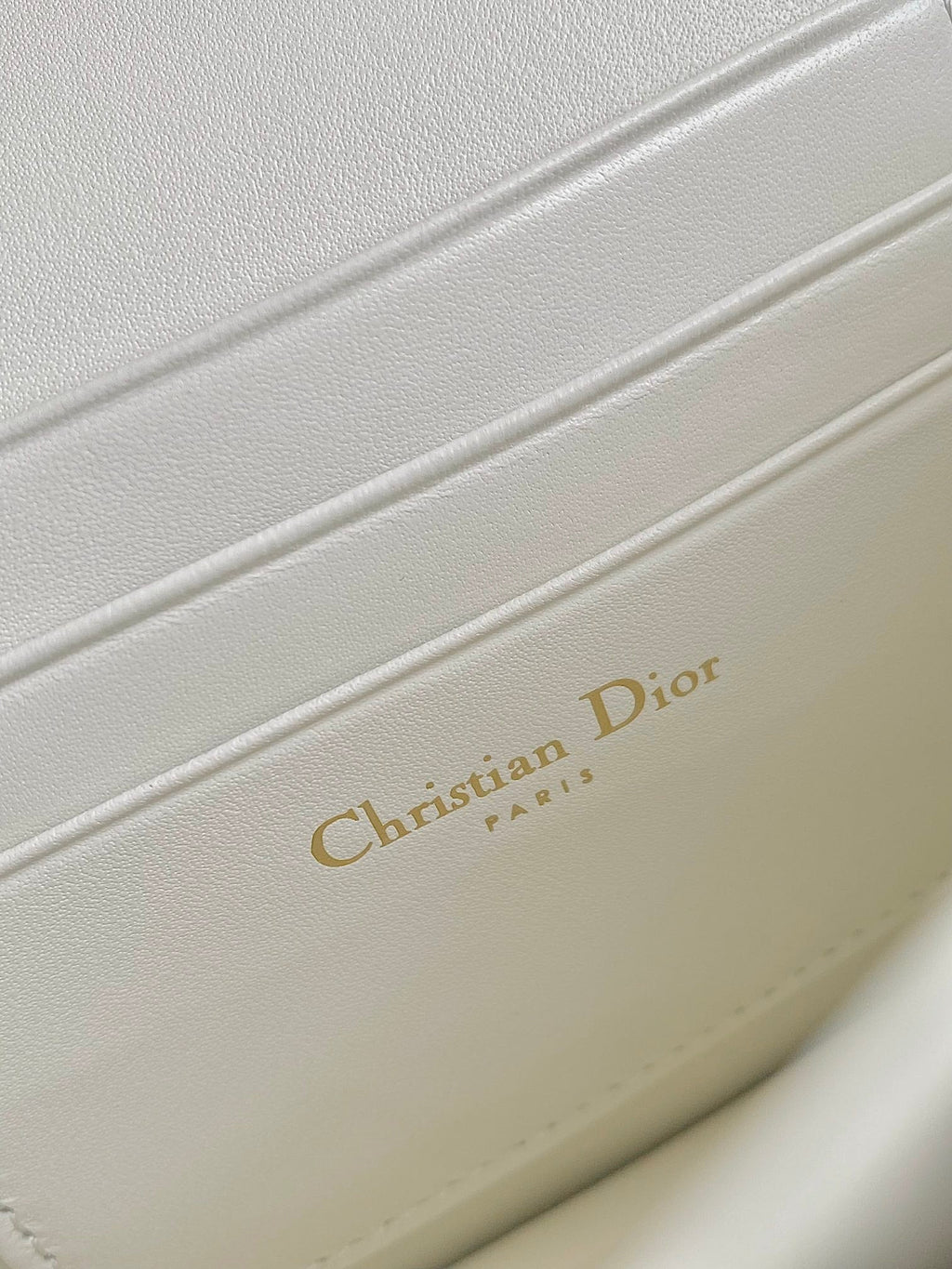 DIOR MINI CHAIN BAG 17 IN WHITE CALFSKIN