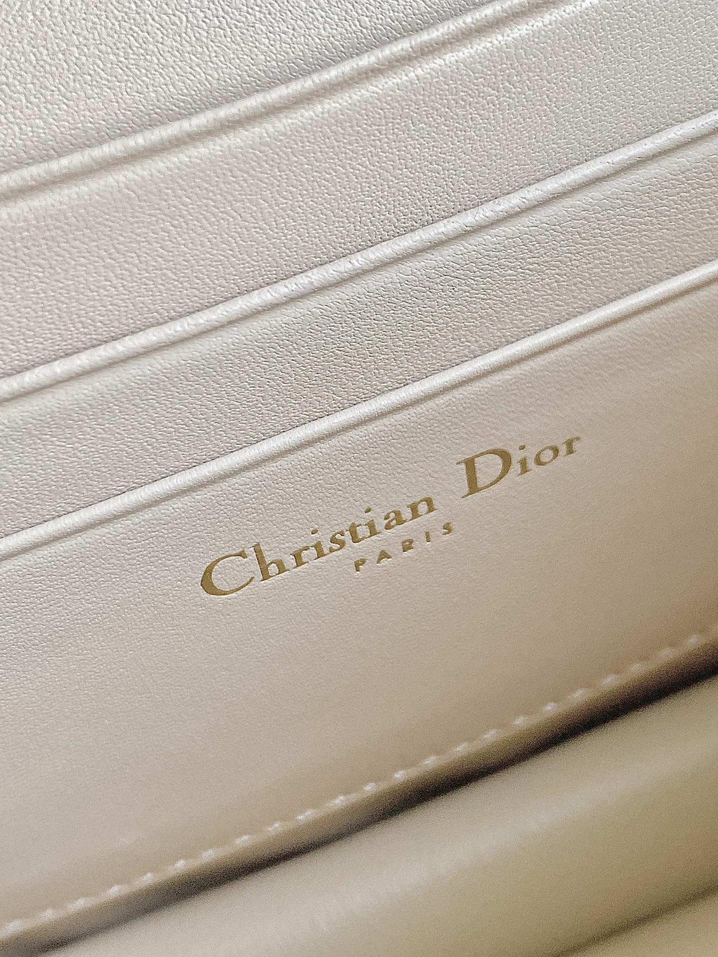 DIOR MINI CHAIN BAG 17 IN BEIGE CALFSKIN