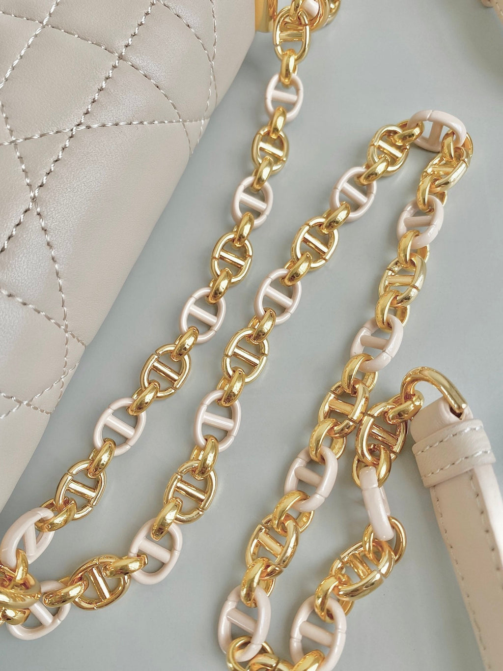 DIOR MINI CHAIN BAG 17 IN BEIGE CALFSKIN