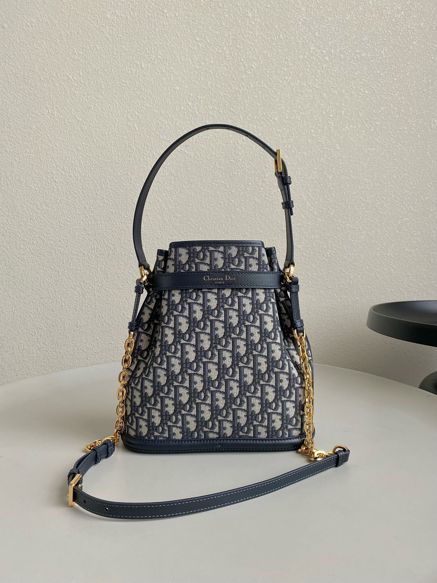 DIOR MEDIUM C'EST 24 IN BLUE CD-EMBOSSED OBLIQUE JACQUARD