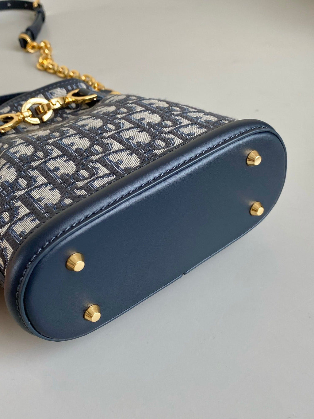 DIOR SMALL C'EST 18 IN BLUE CD-EMBOSSED OBLIQUE JACQUARD