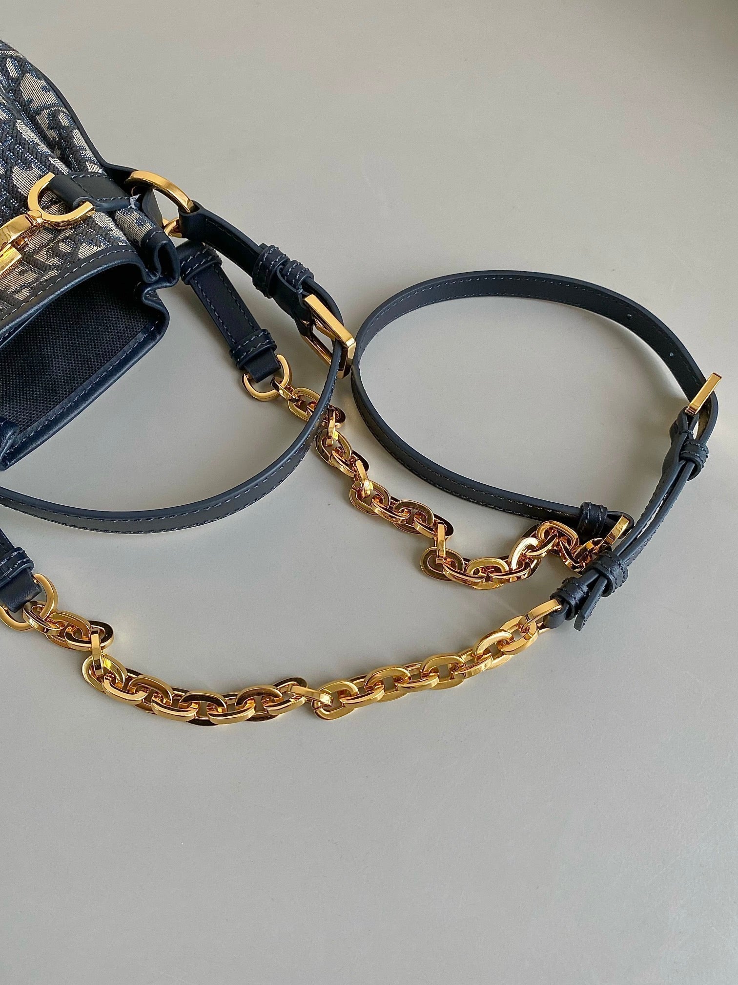 DIOR SMALL C'EST 18 IN BLUE CD-EMBOSSED OBLIQUE JACQUARD