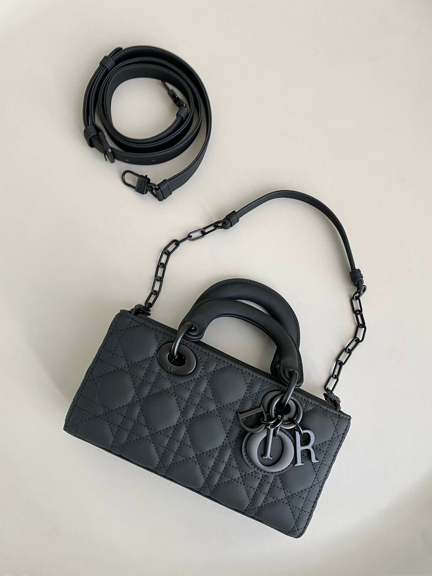 DIOR D-JOY BAG 22 IN BLACK LAMBSKIN