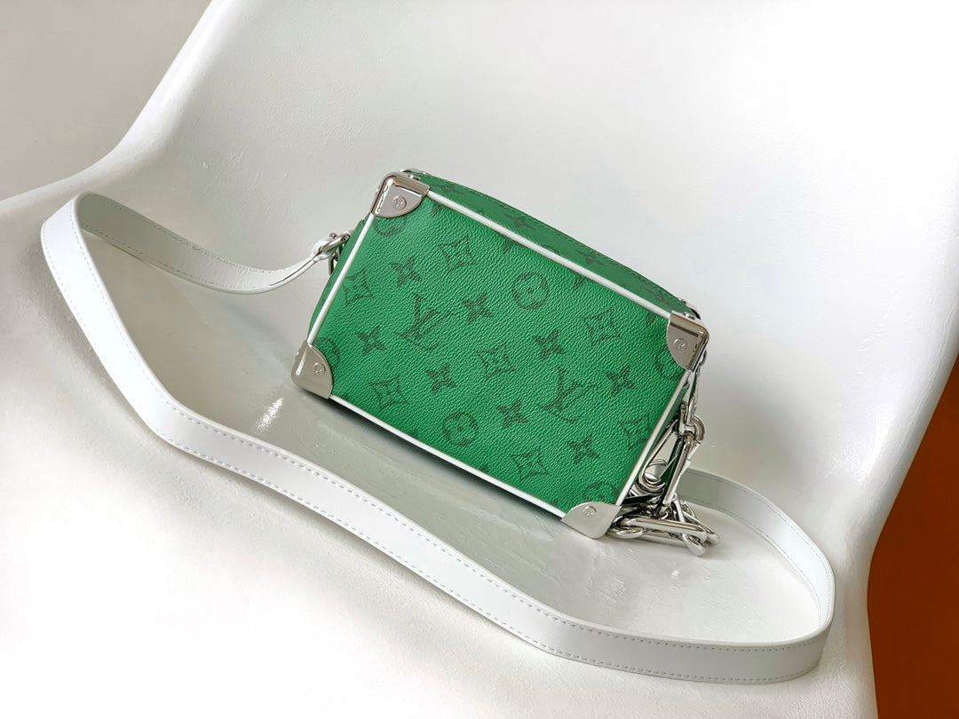 LOUIS VUITTON LV 25S MINI SOFT TRUNK BAG 18 IN FOREST GREEN CALFSKIN SILVER HARDWARE