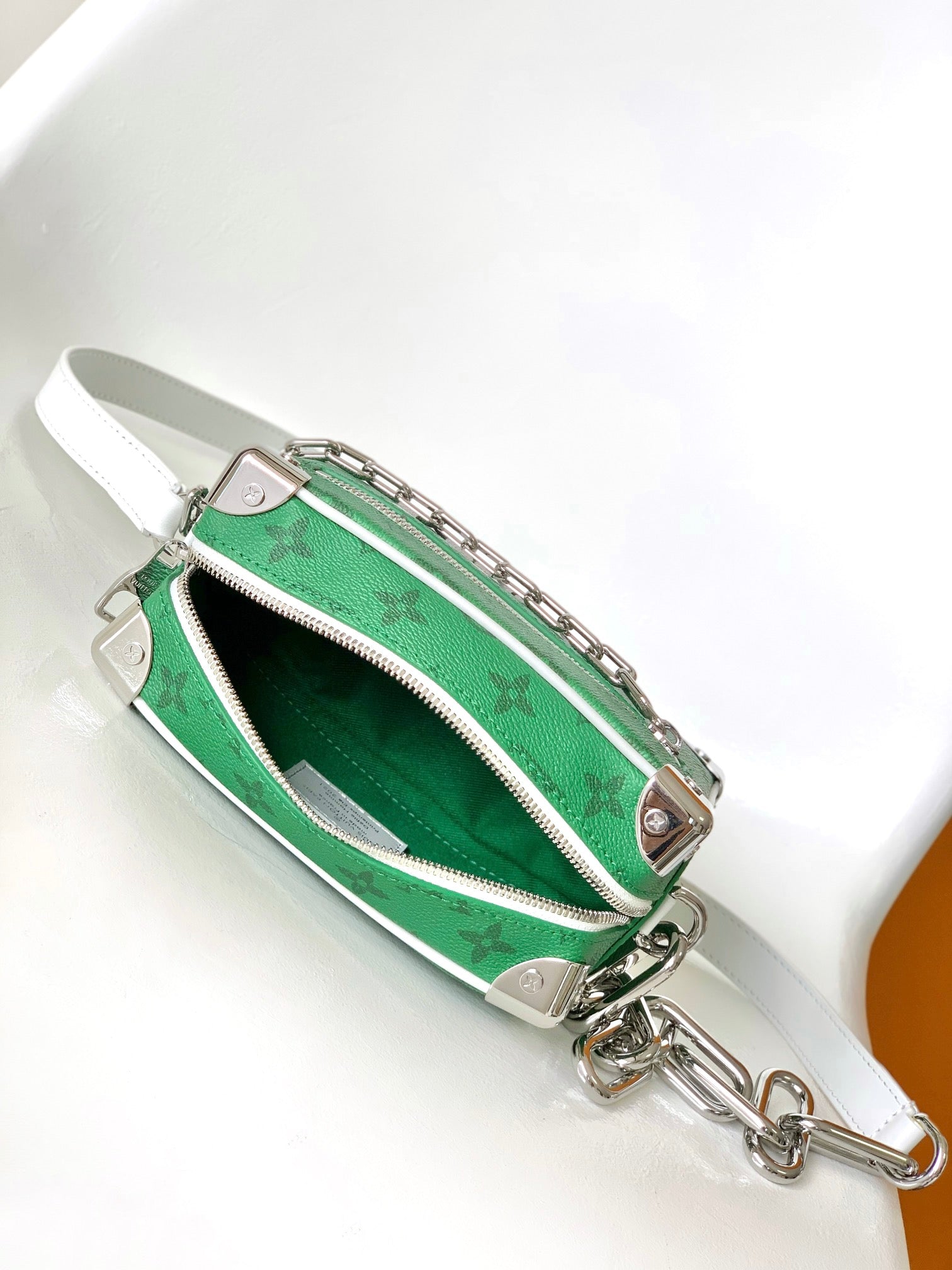 LOUIS VUITTON LV 25S MINI SOFT TRUNK BAG 18 IN FOREST GREEN CALFSKIN SILVER HARDWARE