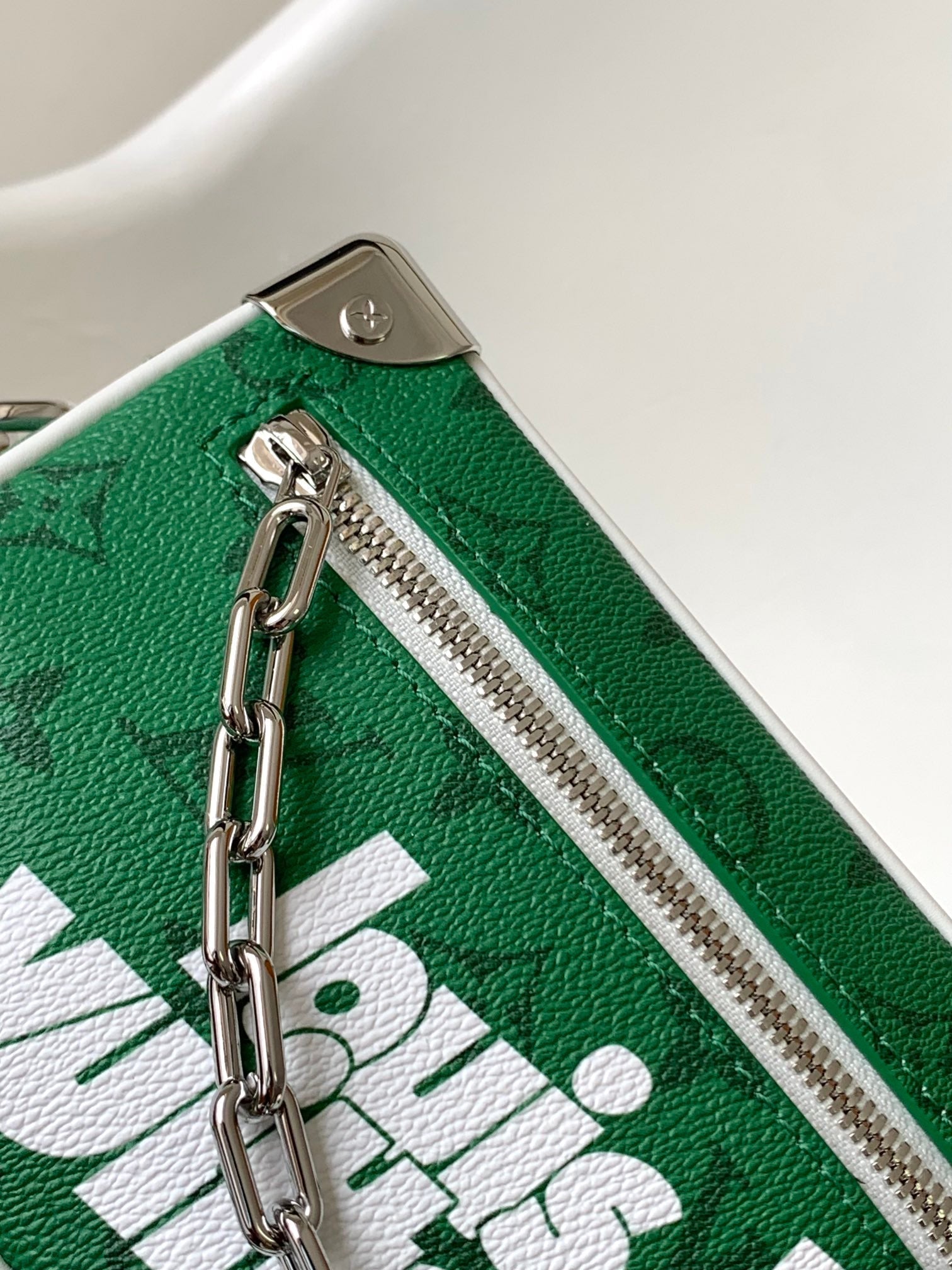 LOUIS VUITTON LV 25S MINI SOFT TRUNK BAG 18 IN FOREST GREEN CALFSKIN SILVER HARDWARE