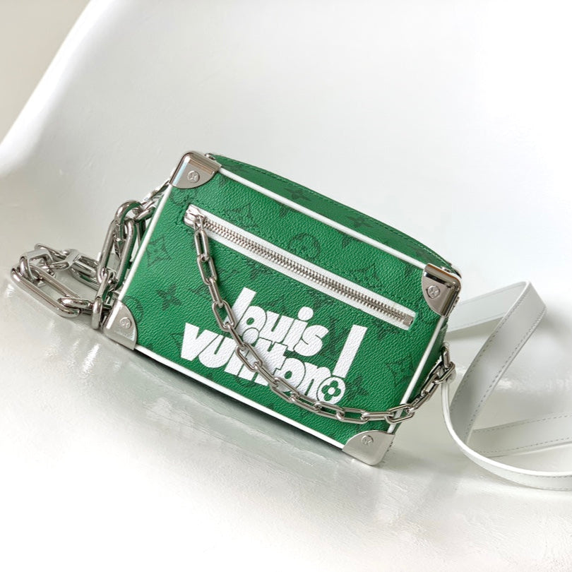 LOUIS VUITTON LV 25S MINI SOFT TRUNK BAG 18 IN FOREST GREEN CALFSKIN SILVER HARDWARE