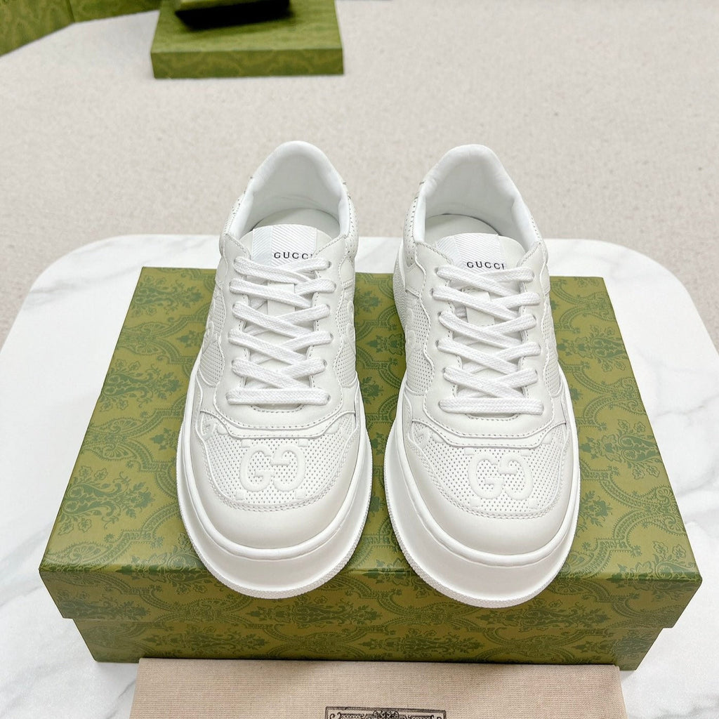 GUCCI EMBOSSED TRAINER WHITE CALFSKIN