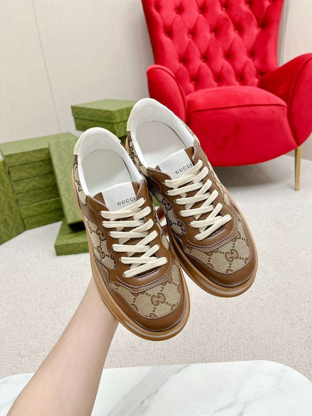 GUCCI TRAINER CARAMEL CALFSKIN