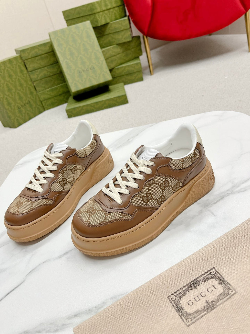 GUCCI TRAINER CARAMEL CALFSKIN