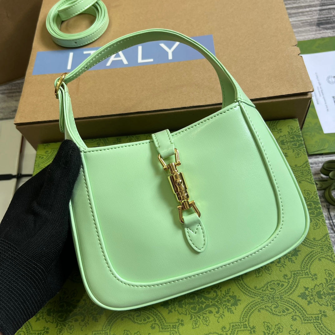 GUCCI JACKIE MINI 19 SHOULDER BAG IN LIGHT GREEN CALFSKIN