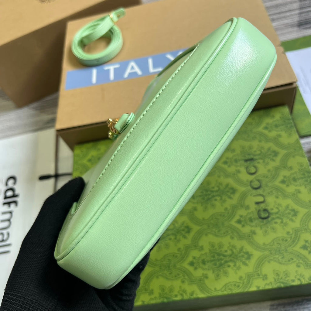 GUCCI JACKIE MINI 19 SHOULDER BAG IN LIGHT GREEN CALFSKIN