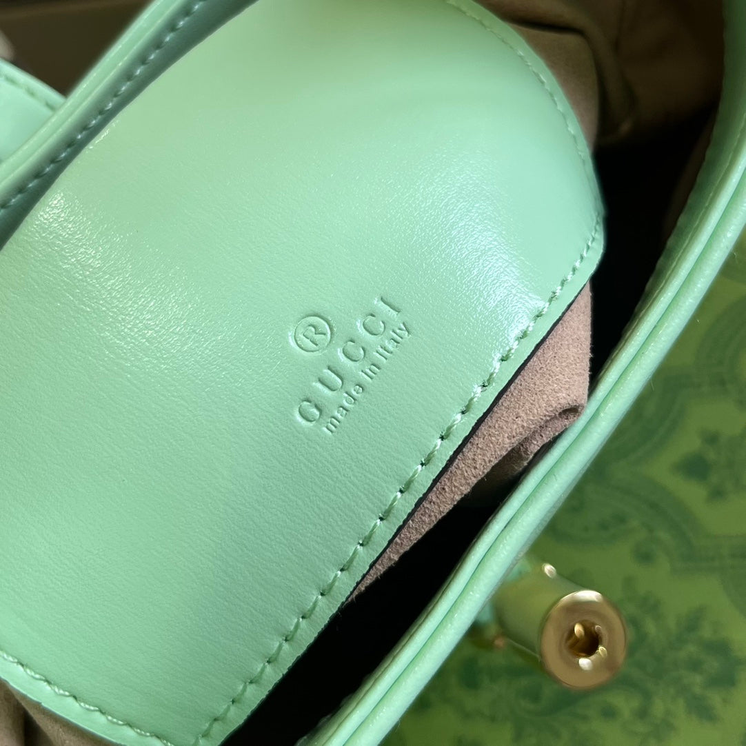 GUCCI JACKIE MINI 19 SHOULDER BAG IN LIGHT GREEN CALFSKIN
