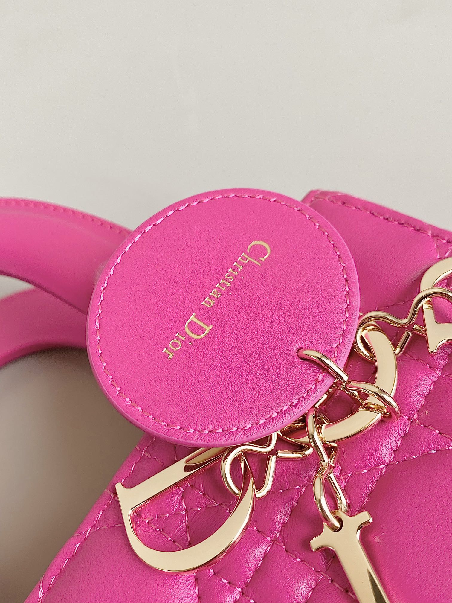 DIOR MEDIUM LADY 20 HANDBAG IN HOT PINK LAMBSKIN