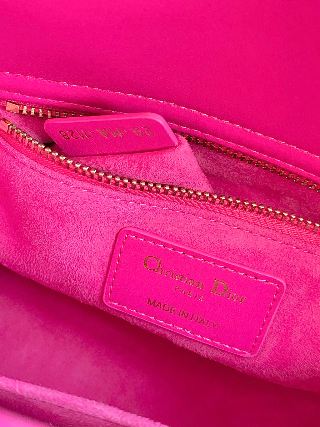 DIOR MEDIUM LADY 20 HANDBAG IN HOT PINK LAMBSKIN