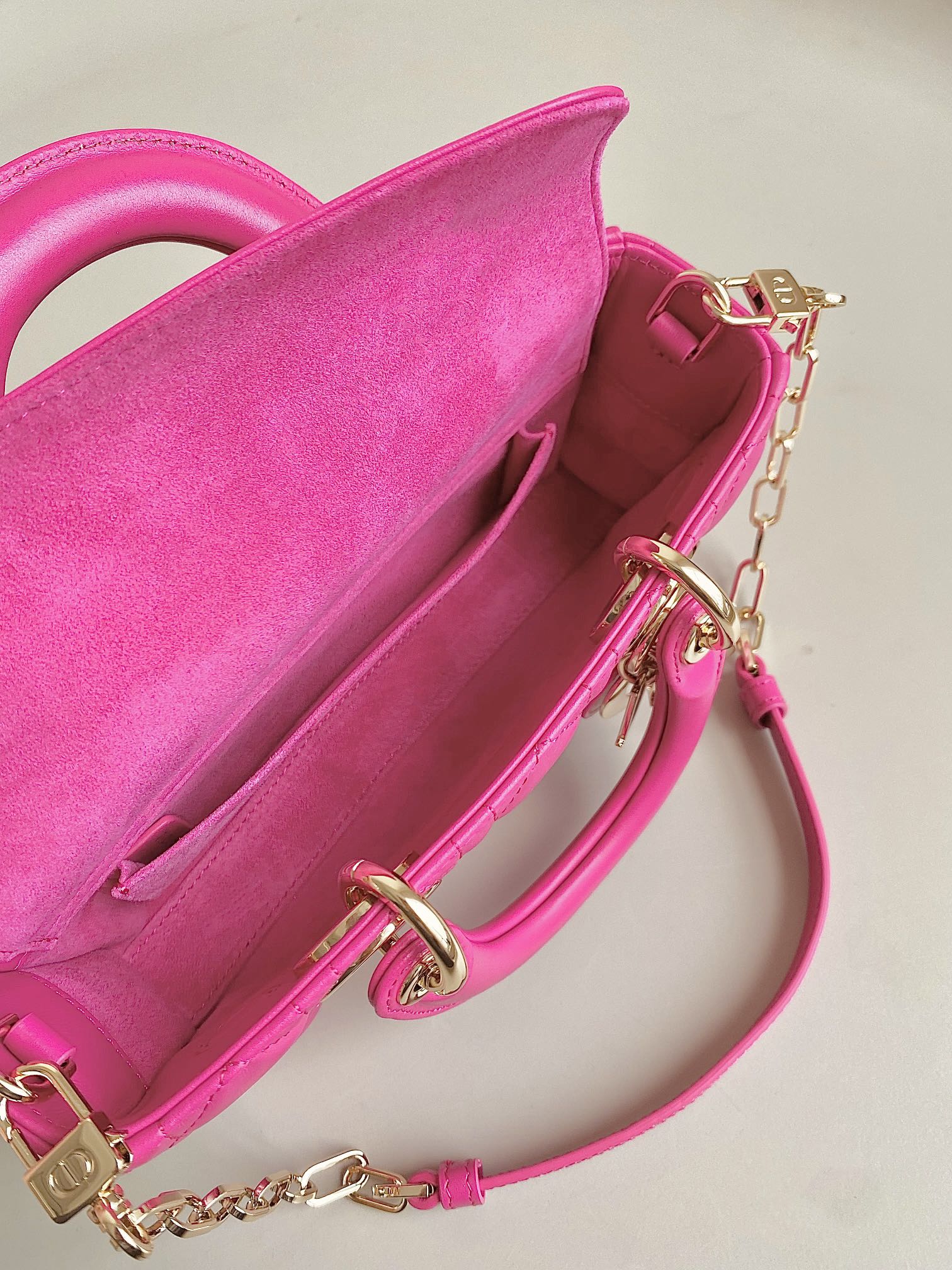 DIOR D-JOY BAG 22 IN HOT PINK LAMBSKIN
