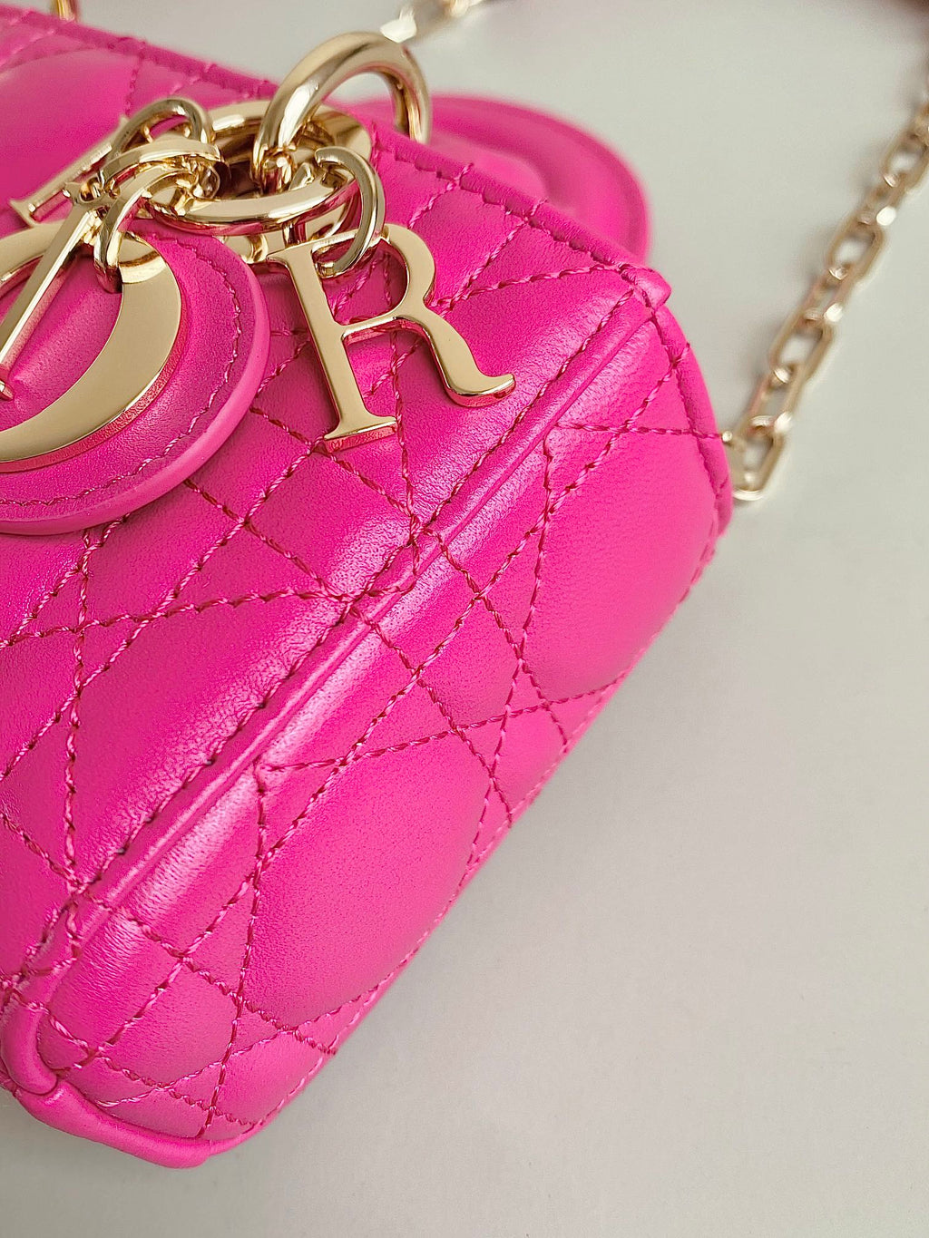 DIOR MINI D-JOY BAG 17 IN HOT PINK LAMBSKIN