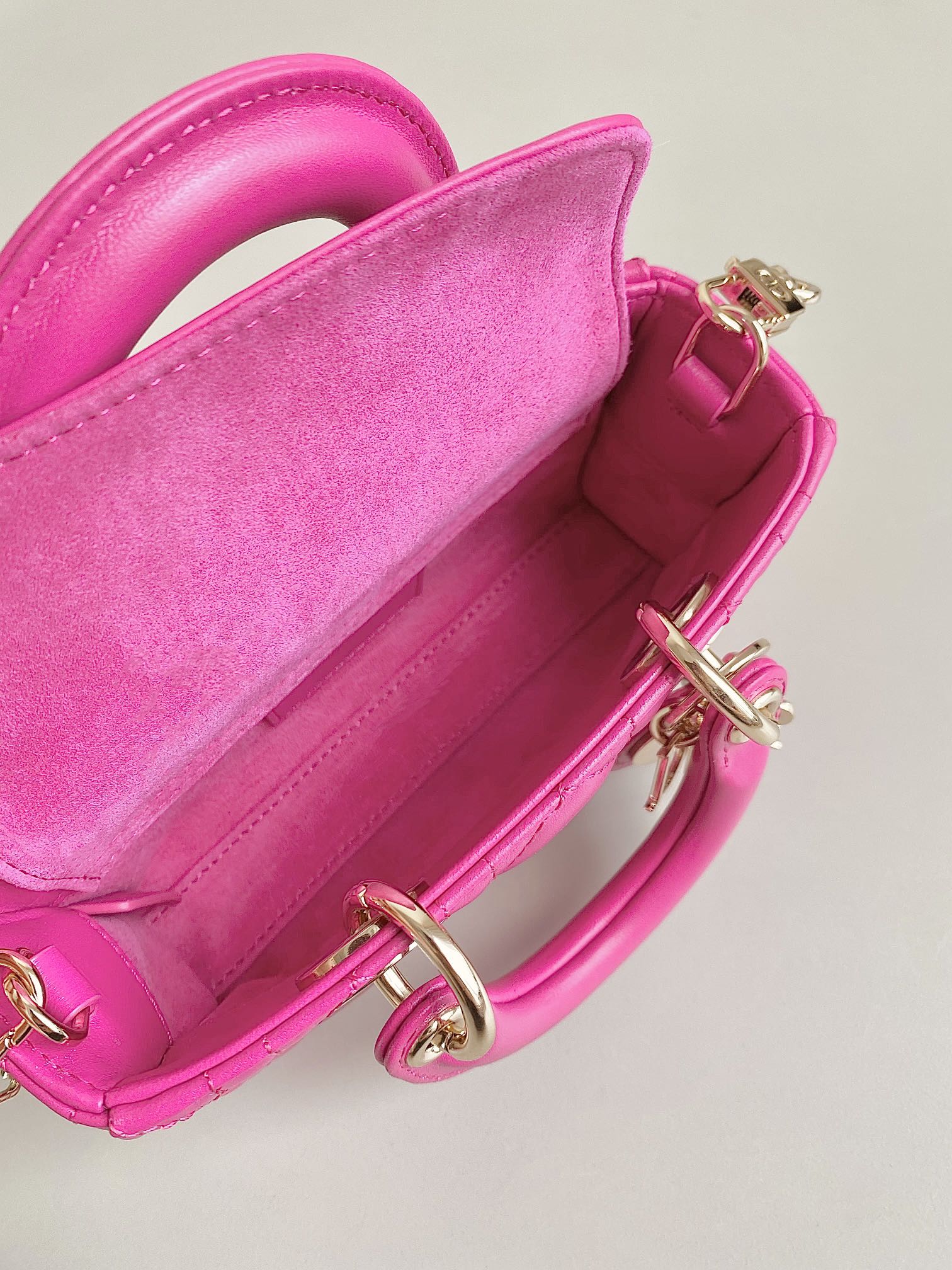 DIOR MINI D-JOY BAG 17 IN HOT PINK LAMBSKIN