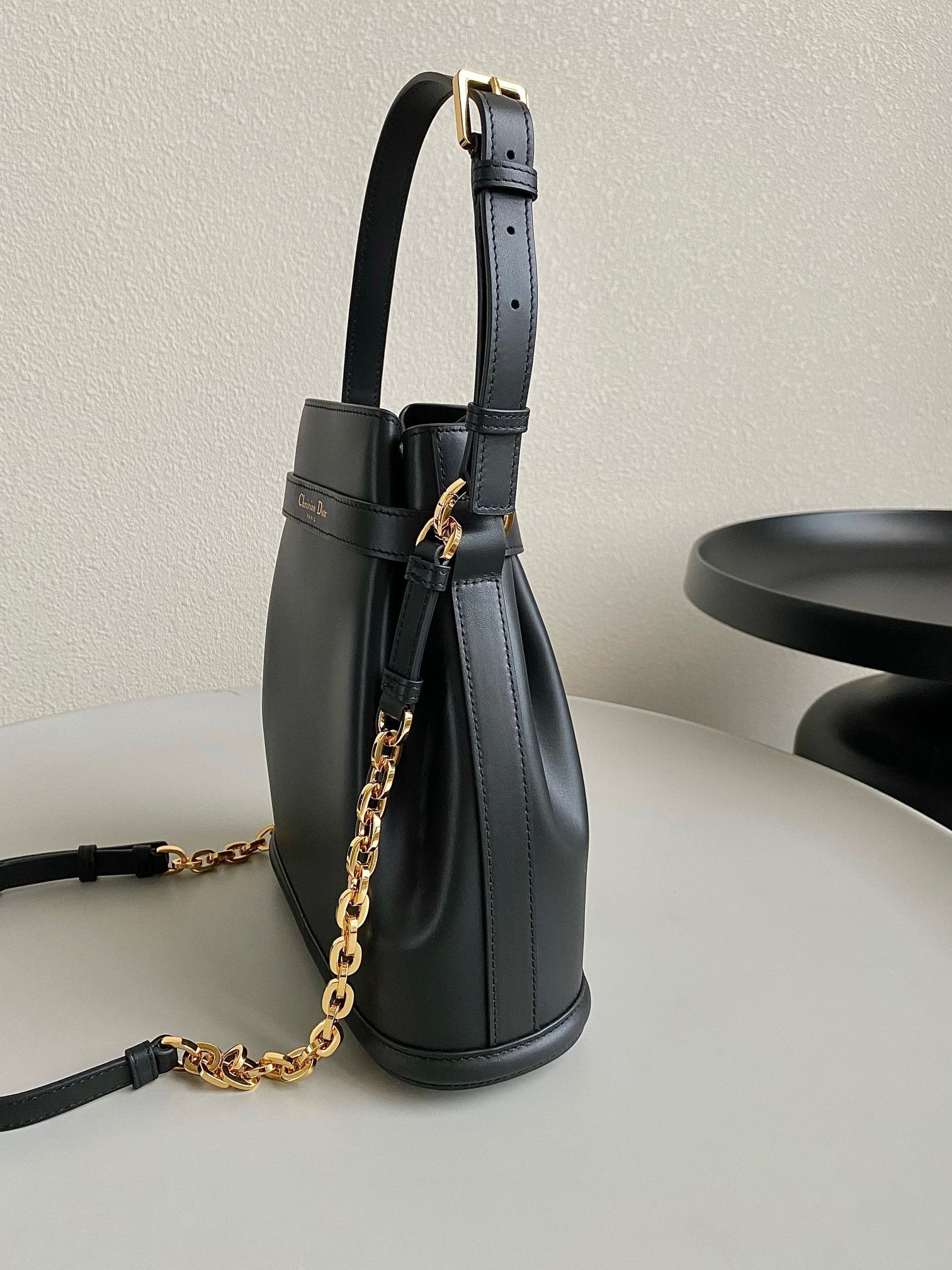 DIOR MEDIUM C'EST 24 IN BLACK CD-EMBOSSED CALFSKIN