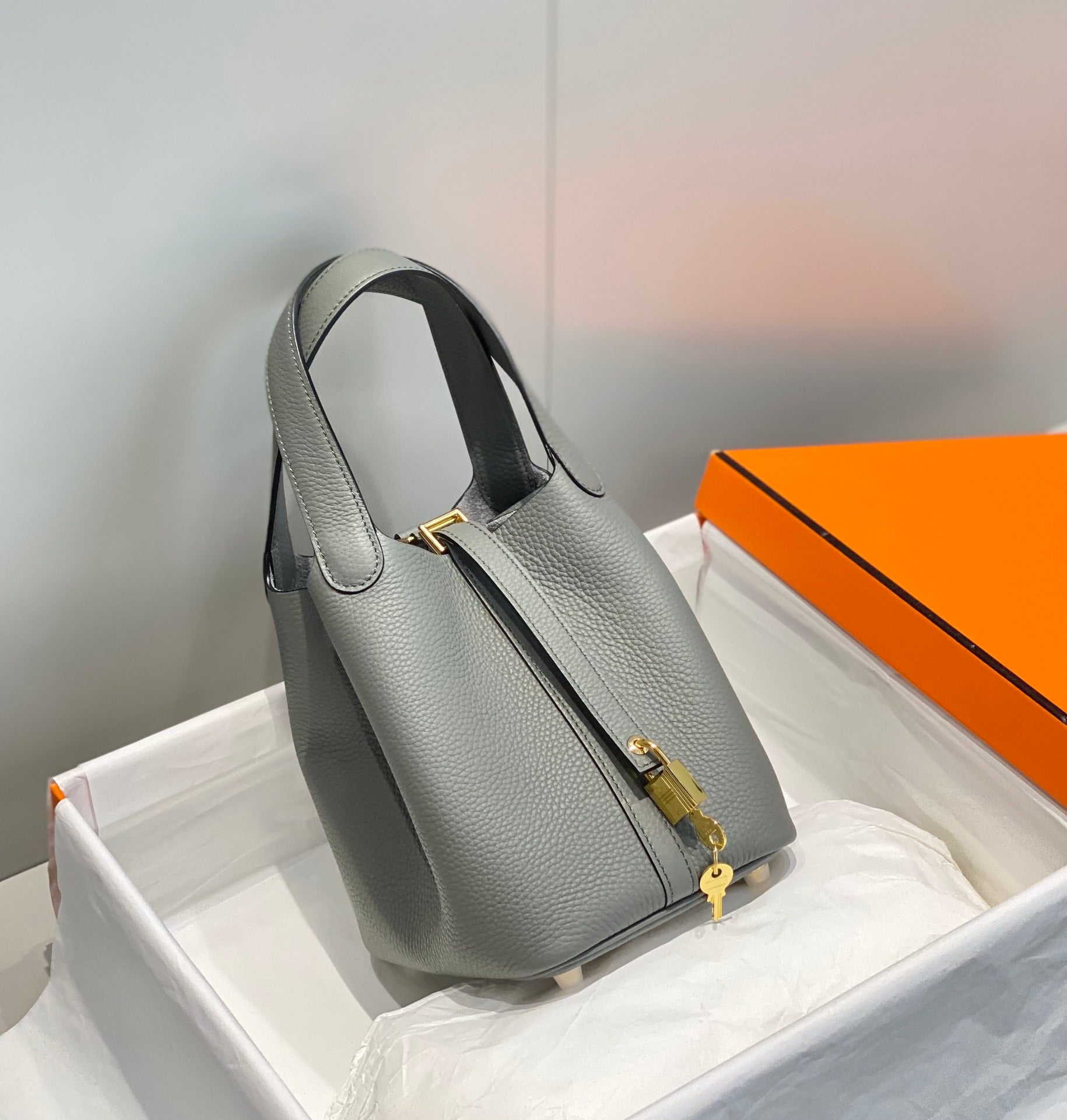 HERMES picotin lock 18 grey togo ghw