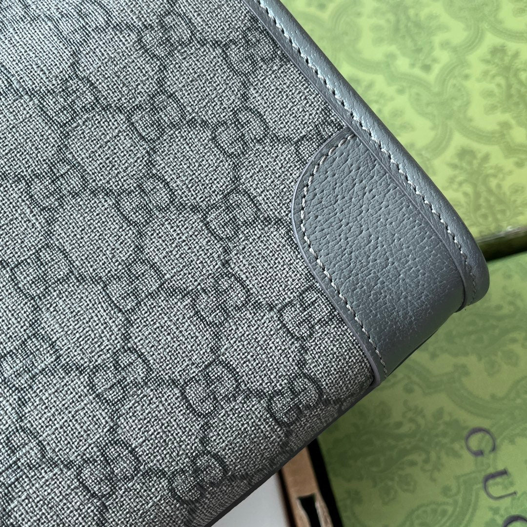 GUCCI OPHIDIA MESSENGER BAG 35 IN GREY BLACK  CALFSKIN