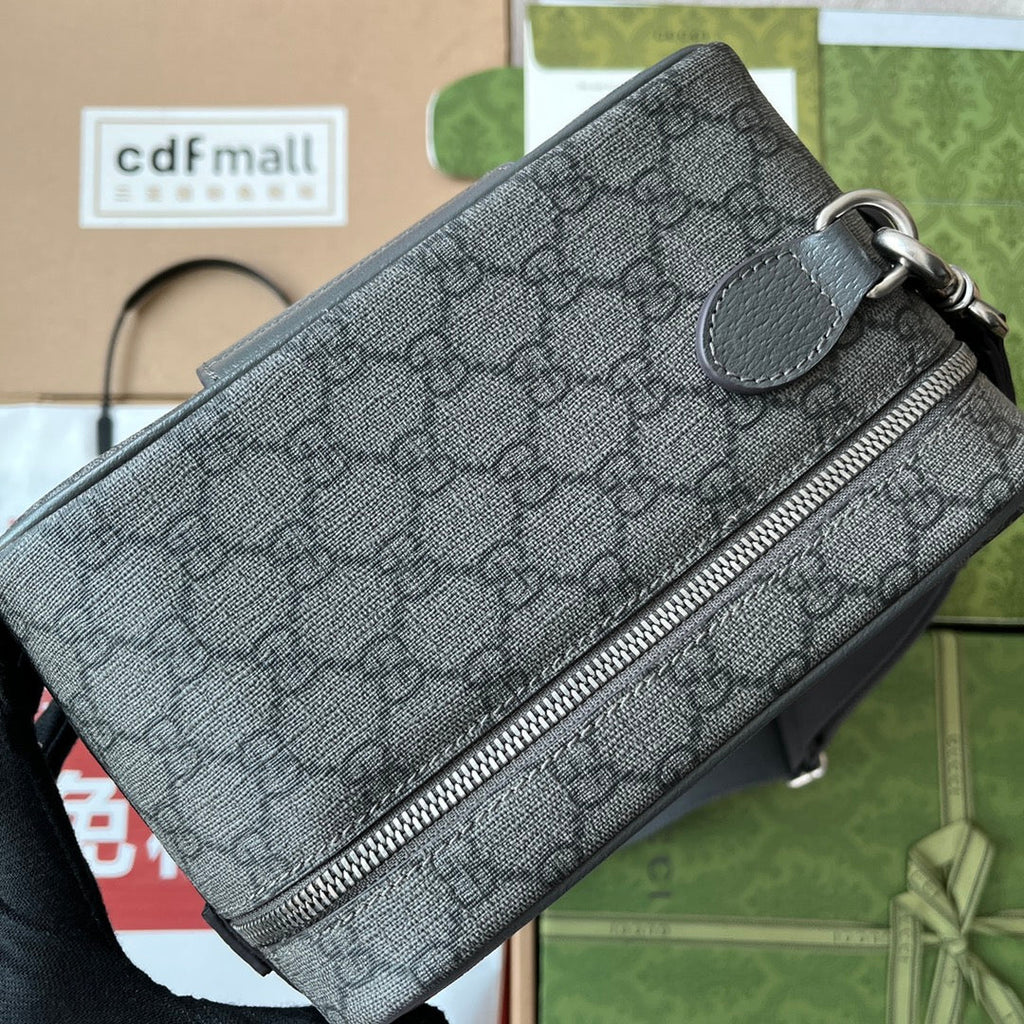 GUCCI OPHIDIA SHOULDER BAG 36 IN DARK GREY  CALFSKIN