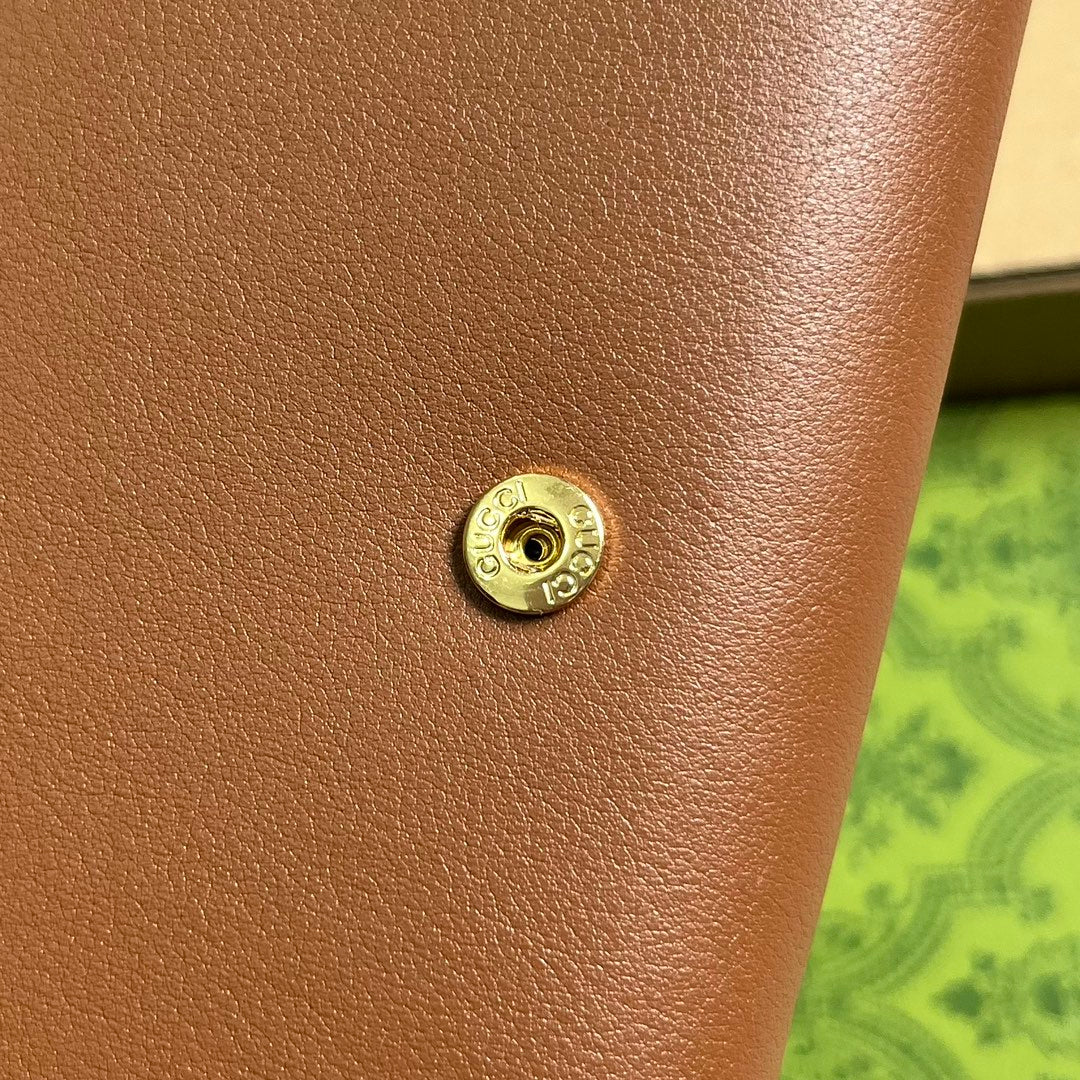 GUCCI BLONDIE SHOULDER BAG 21 IN BRONZE BROWN CALFSKIN GOLD HARDWARE