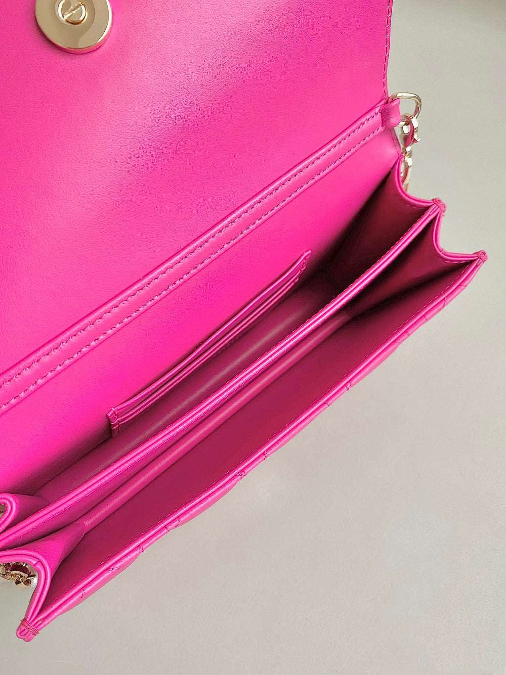 DIOR MICRO LADY 12 BAG IN HOT PINK LAMBSKIN
