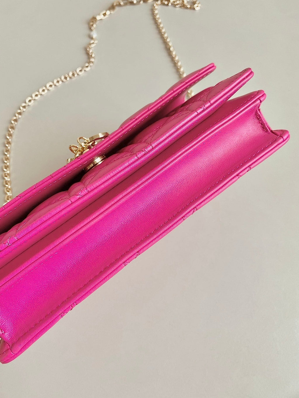 DIOR MICRO LADY 12 BAG IN HOT PINK LAMBSKIN