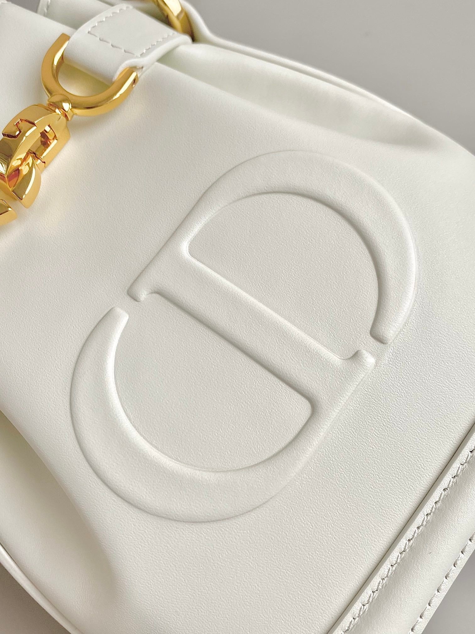 DIOR SMALL C'EST 18 IN WHITE CD-EMBOSSED CALFSKIN
